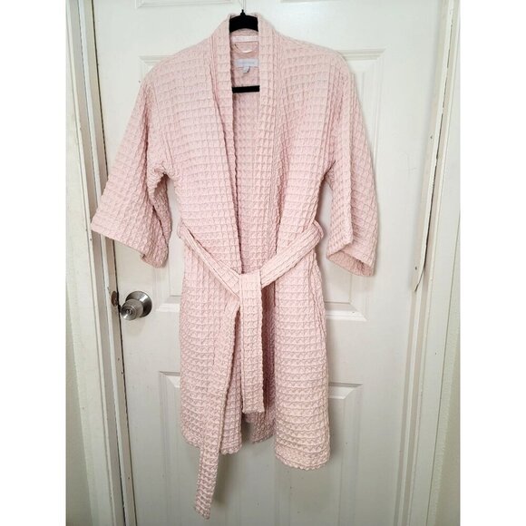 NORDSTROM Women's Waffle Textured Bathrobe Kimono Style With Belt Pink Size S - Picture 4 of 14